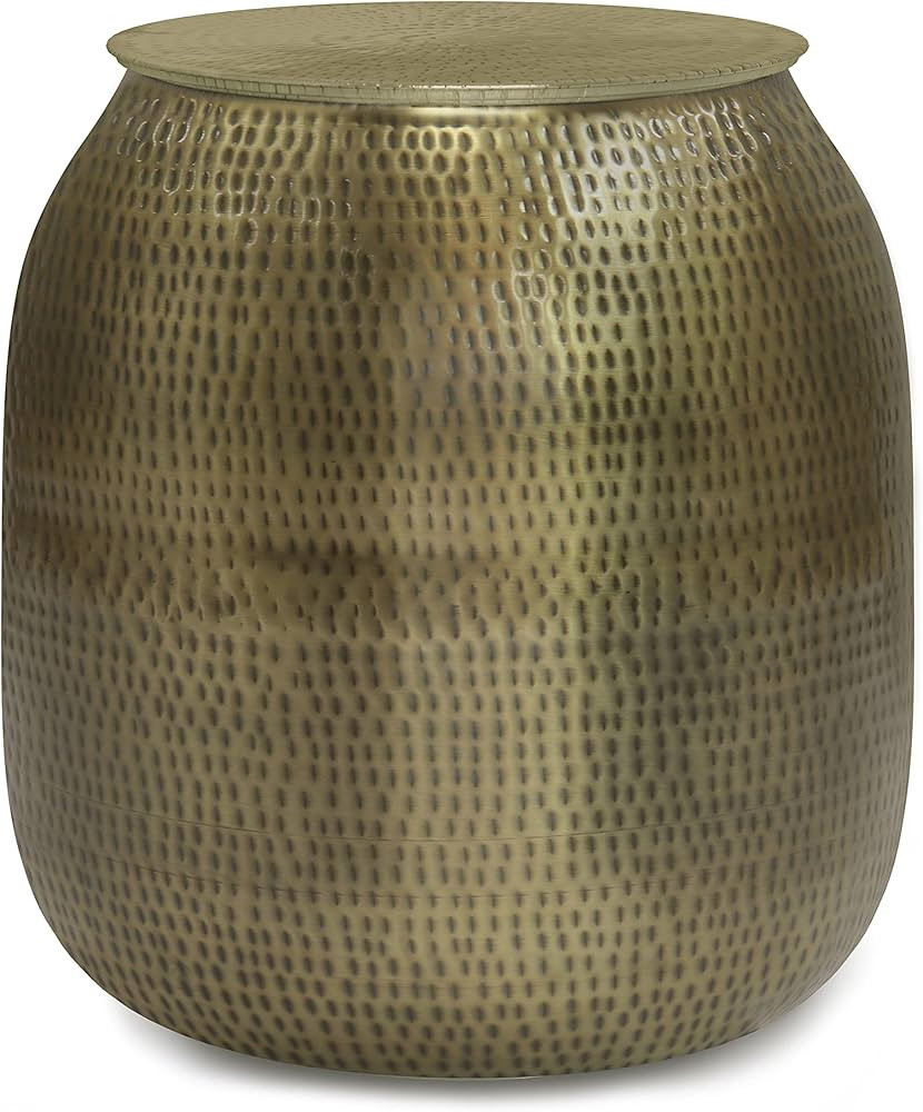 SIMPLIHOME Griffen Contemporary 19 inch Wide Metal Storage Accent Side Table in Antique Gold, Ful... | Amazon (US)