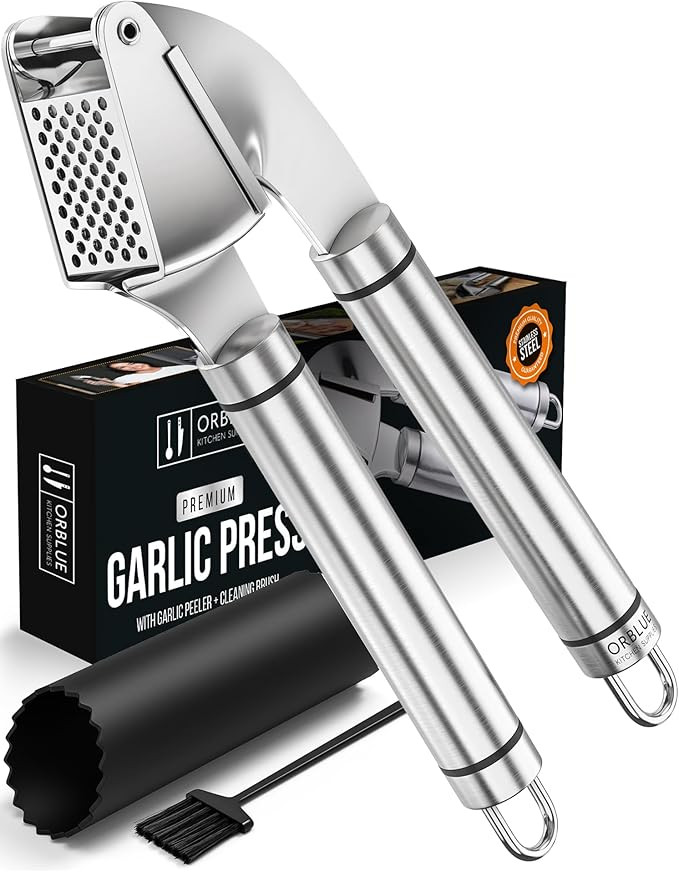 ORBLUE Garlic Press Stainless Steel - Premium Professional Grade Garlic Mincer, Crusher & Peeler ... | Amazon (US)