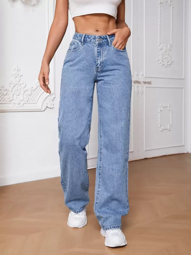 SHEIN Tall Slant Pocket Straight Leg Jeans | SHEIN