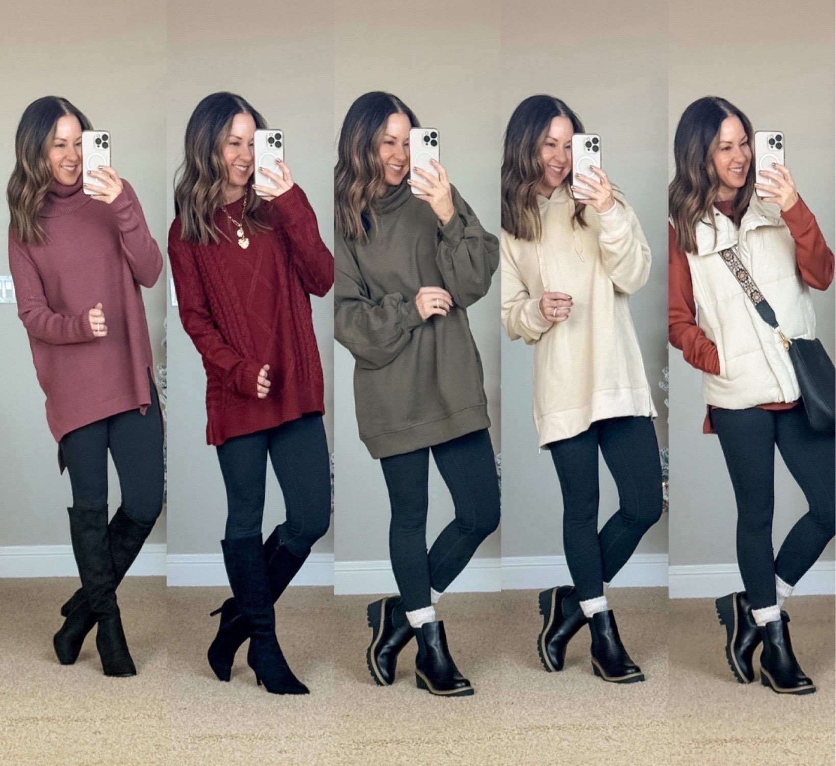  Winter Sweaters

Long tunic length pullovers all in the smallest size . For reference, I'm 5'", 109lbs. XS in the leggings.

Black boots  casual comfy  petite outfits  leggings  black leggings  sweaters  turtleneck  easy outfit  everyday outfit  trending outfits  winter outfit  boots  Chelsea boots  EverydayHolly

#LTKPetite #LTKootd #LTKSeasonal