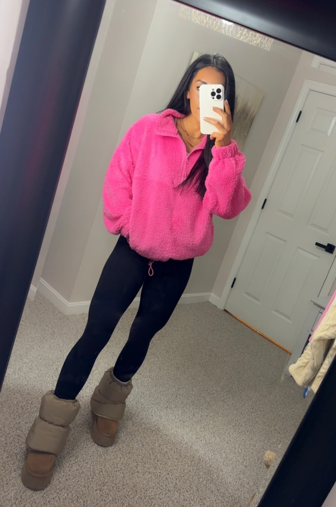 Obsessed with this color! 🩷 ✨ 
Half zip Sherpa only $11
Wearing size L
Walmart finds
OOTD 
Ugg mini dipper puffer on salee

#LTKootd #LTKSaleAlert #LTKValentine