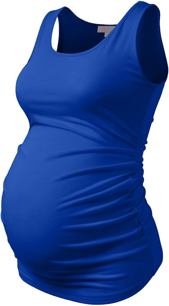 Maternity Tank Tops for Women Ruched Sleeveless Basic Tops Maternity Shirt Vest Pregnancy Tee | Amazon (US)