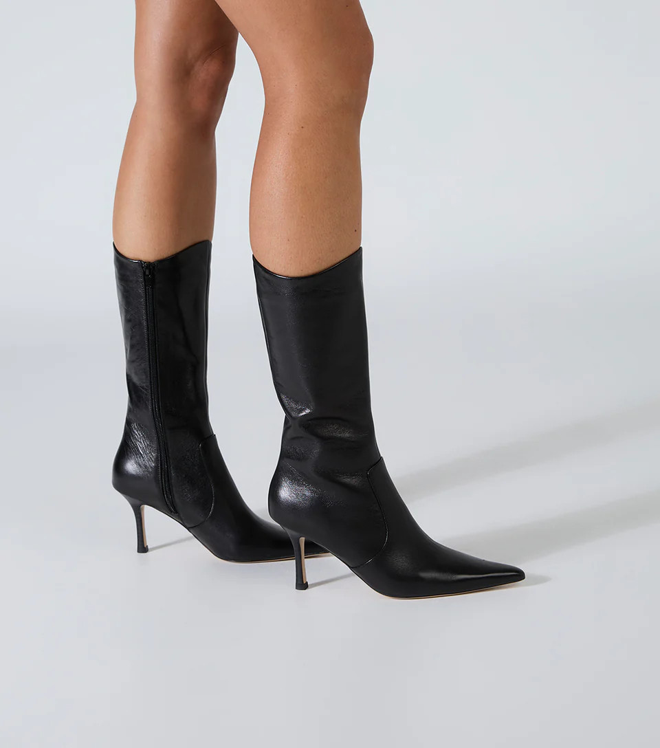 Sheba Black Vintage Calf Boots | Heels | Tony Bianco USA | Tony Bianco US