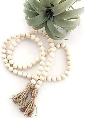 BJH Wood Bead Garland Farmhouse Rustic Country Beads Holiday Decoration Wall Hanging Prayer Beads | Amazon (US)