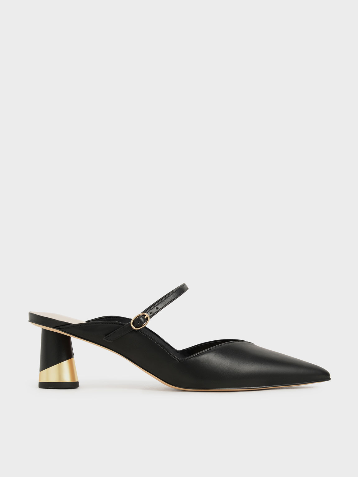 Cammie Metallic Sculptural Heel Mules
    
         - Black | Charles & Keith UK