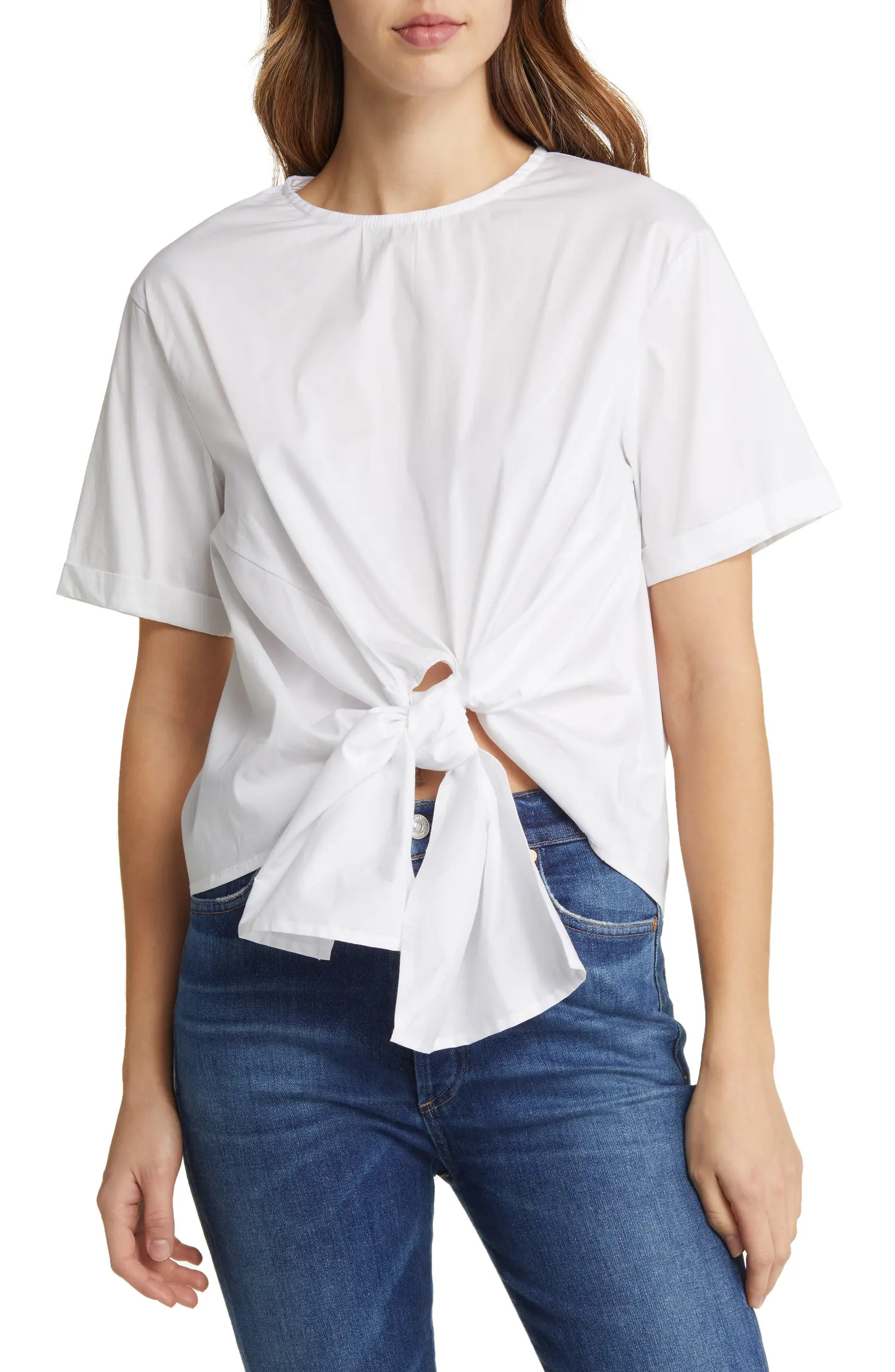 Alexis Tie Front Poplin Top | Nordstrom