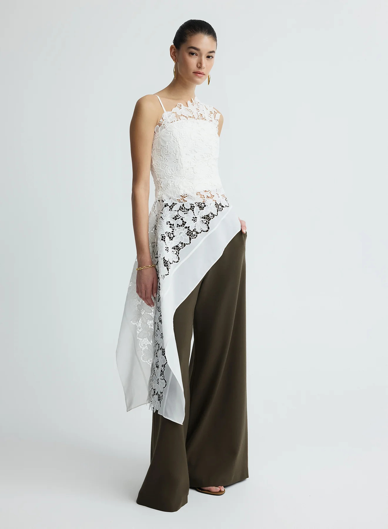 FAYE TOP (WHITE GUIPURE LACE W/ SWAN) | Anna Quan (Global)