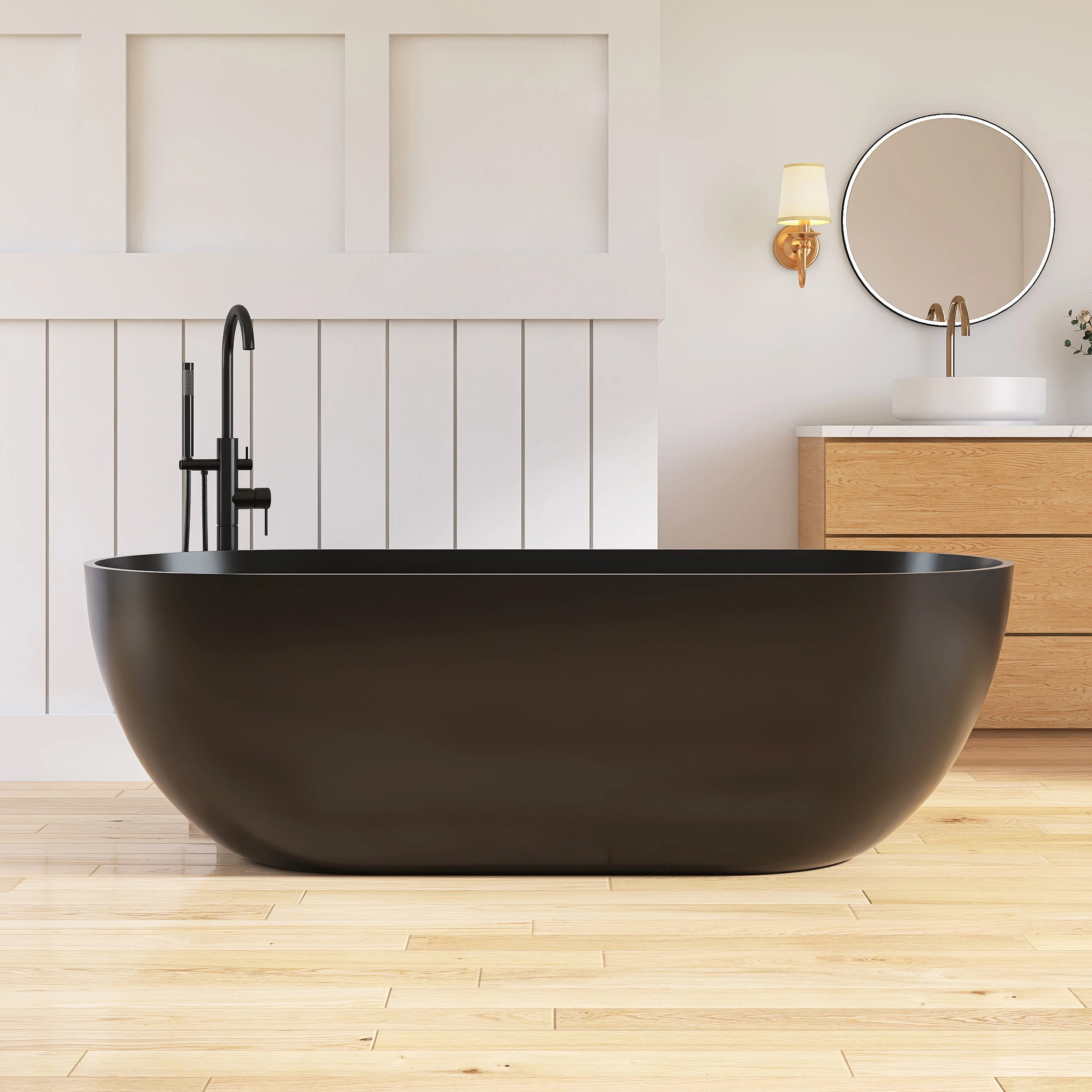 69" Freestanding Soaking Bathtub Solid Surface Stone Resin Soaking Tubs DU307-1750MB | Wayfair North America