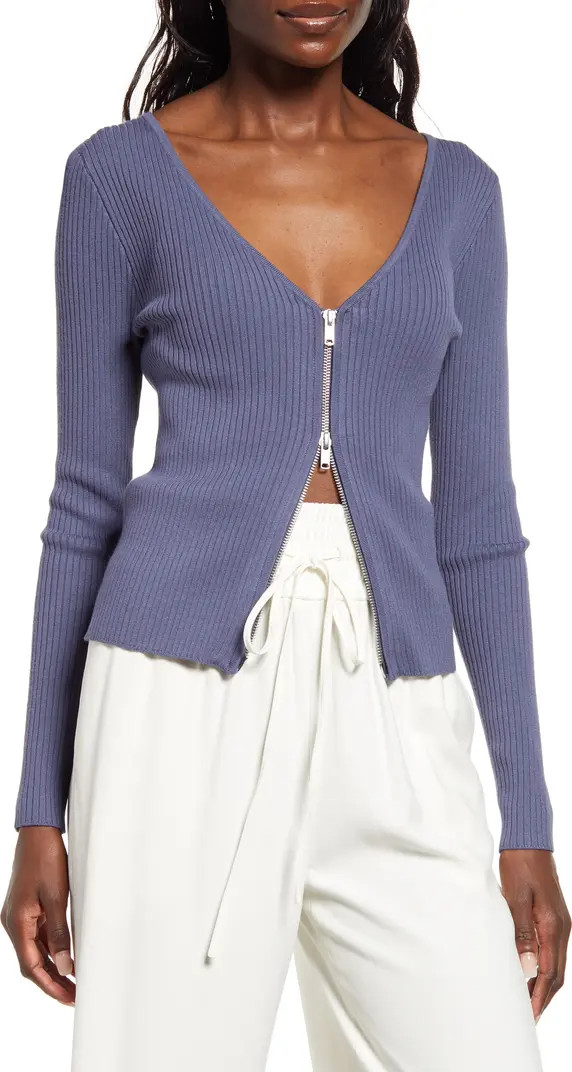 Open Edit Shrunken Zip Detail Cardigan | Nordstrom | Nordstrom