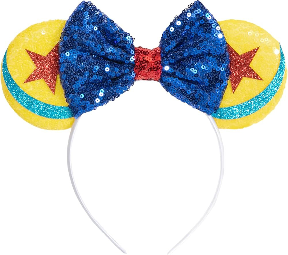 CHuangQi Mouse Ears Headbands with Shiny Bow, Double-sided Sequins Glitter Hair Band, for Birthda... | Amazon (US)