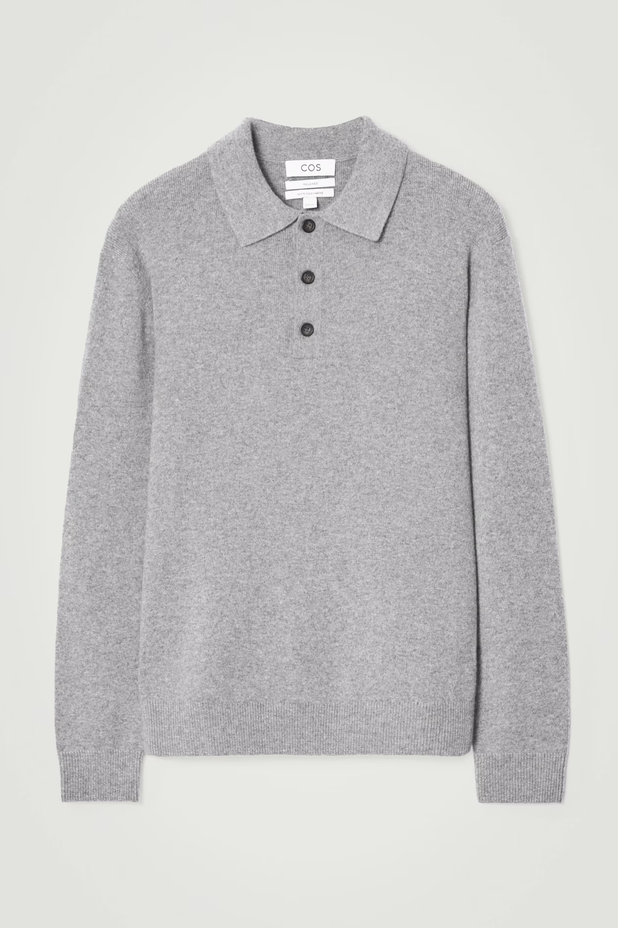 PURE CASHMERE POLO SHIRT - GREY MÉLANGE | COS (AU)