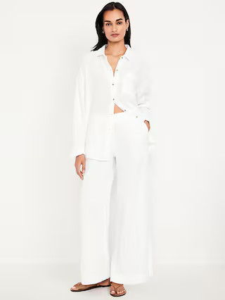 High-Waisted Crinkle Gauze Wide-Leg Pants | Old Navy (US)