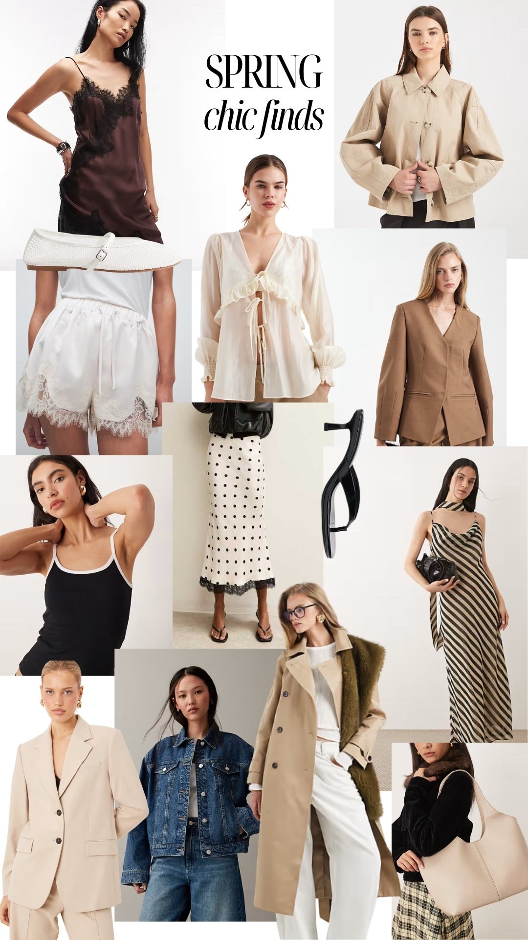 Spring chic new in 🤍 ASOS currently have 30% off spring faves, cute tops and blouses, satin silk lace shorts, blazers, workwear, occasion dresses, polka dots, denim jackets, trench coats, heeled flip flops and mesh ballet flats

#LTKstyletip #LTKworkwear #LTKspring