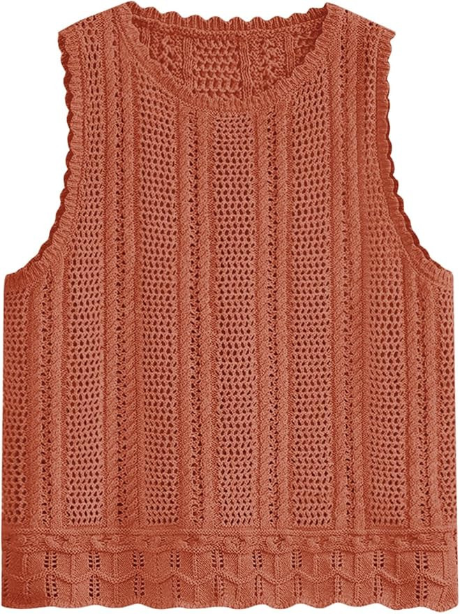 Fisoew Crochet Tops for Women 2026 Spring Summer Sleeveless Sweater Tank Fashion Beach Resort Wea... | Amazon (US)