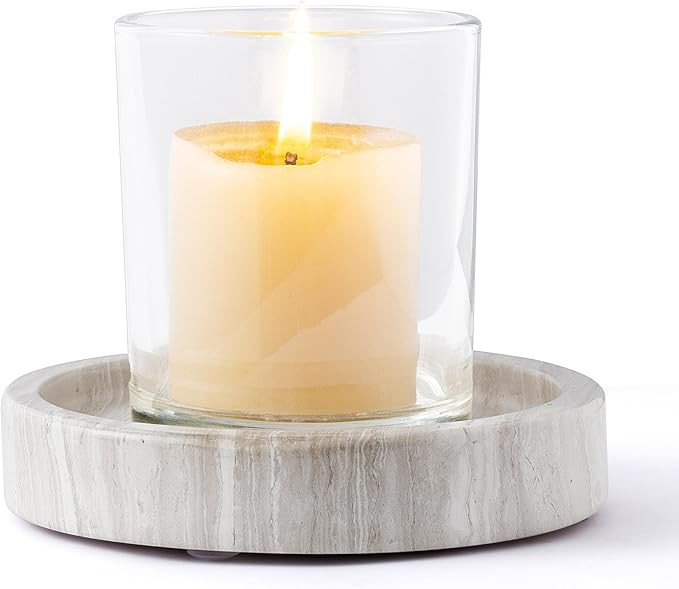 WORHE Candle Holders Italy Premium Natural Marble Candlestick Holder for Jar Pillar Candles Large... | Amazon (US)