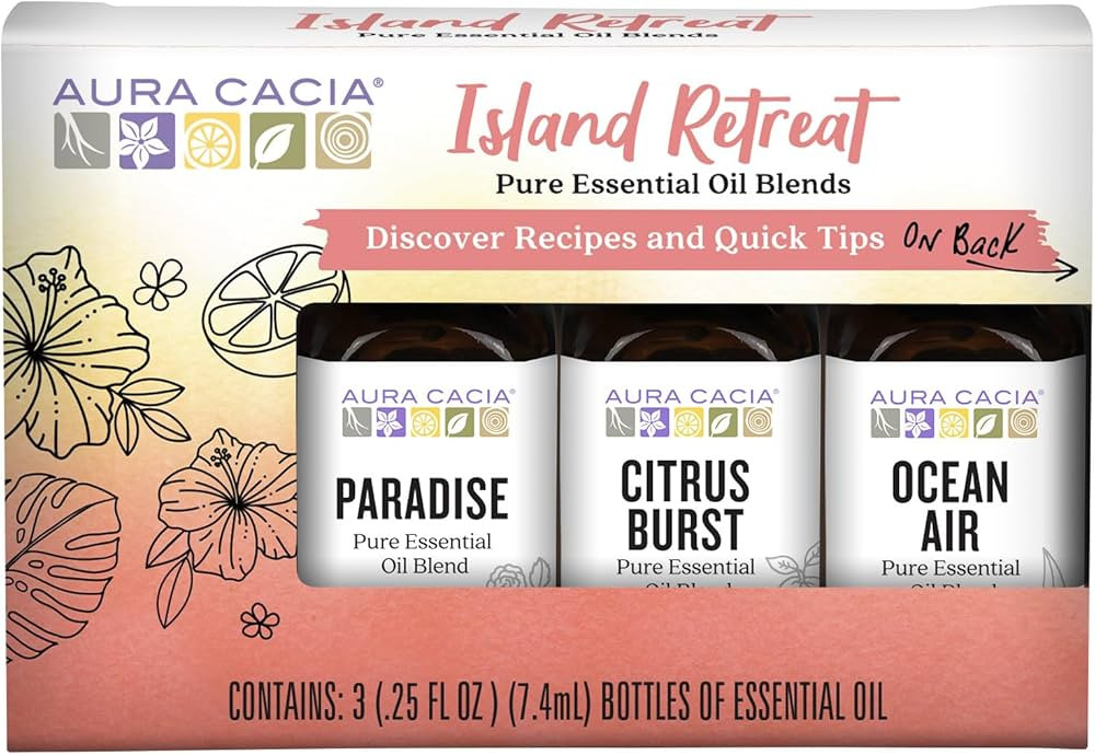 Aura Cacia Island Retreat Essential Oil Kit - Light Aroma, No Synthetic Fragrances | Amazon (US)