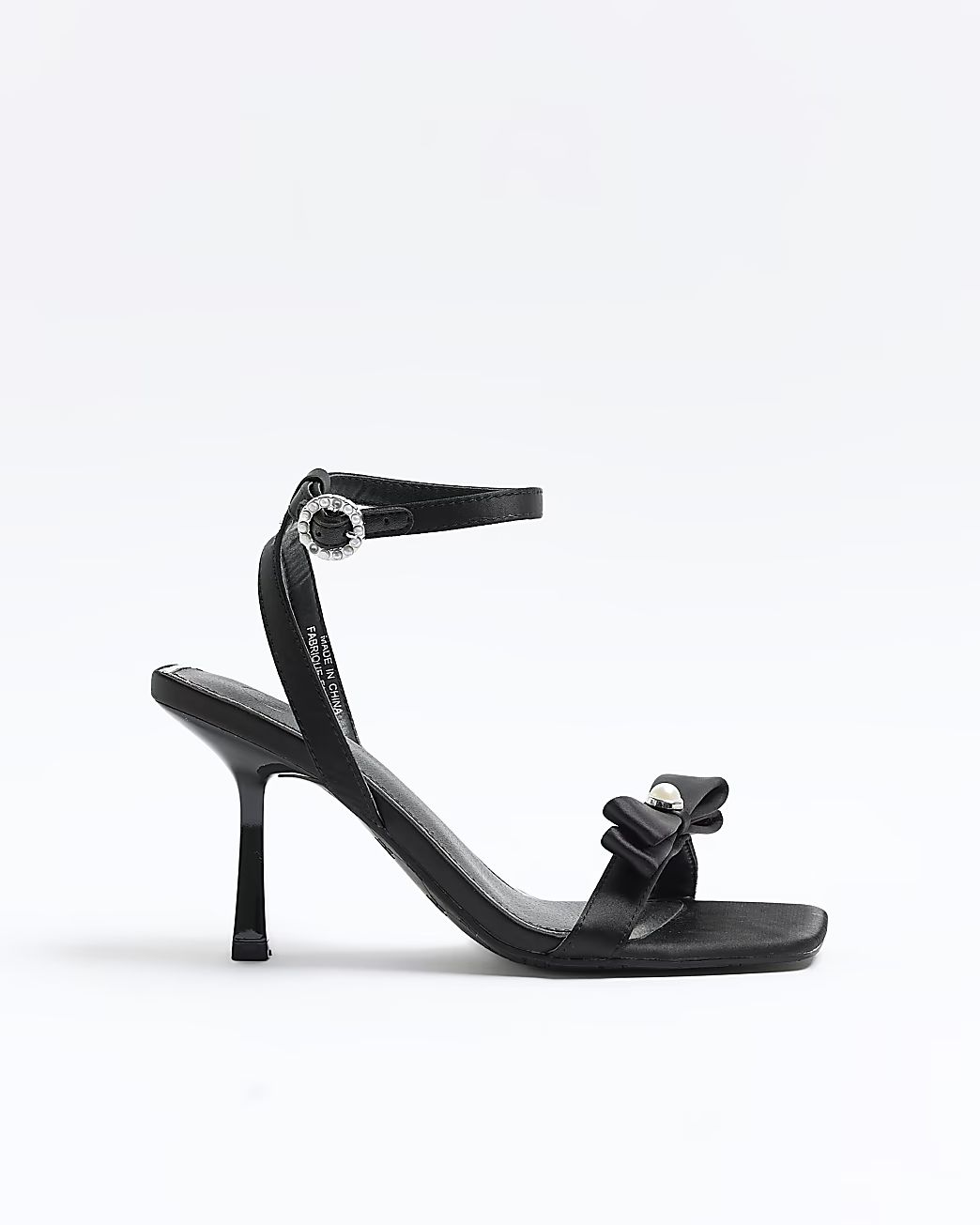 Black pearl bow heeled sandals | River Island (UK & IE)