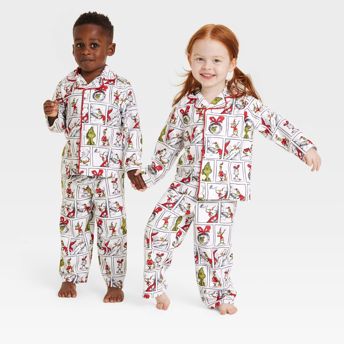 Toddler 2pc The Grinch Christmas Coat Pajama Set - White | Target