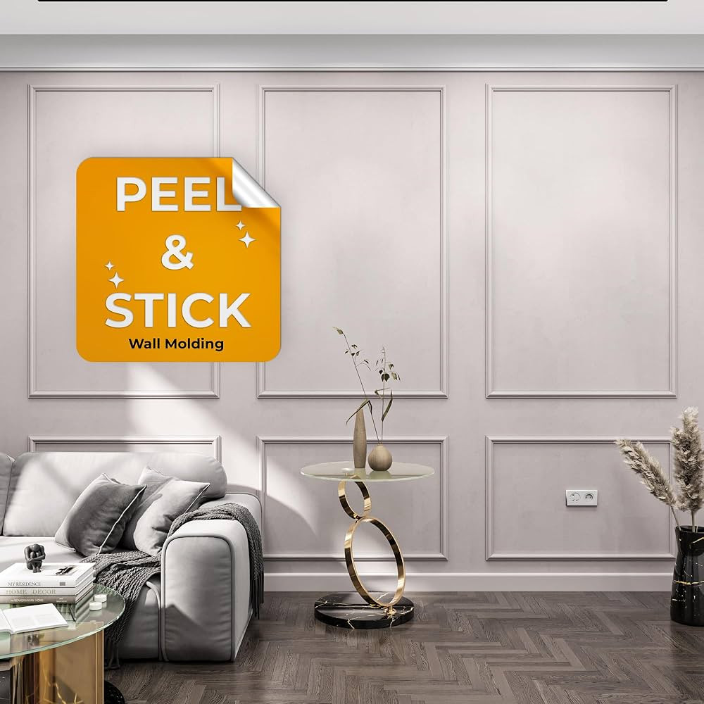 Peel and Stick Pre-Cut Wall molding kit Pieces, All Edges precut, Factory Primed Wall molding Pie... | Amazon (US)