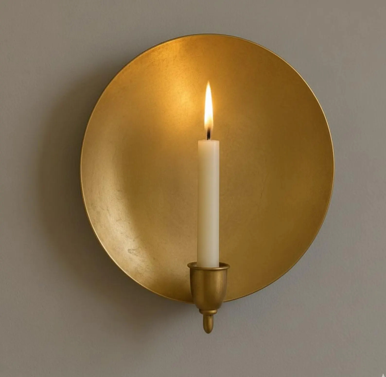 Handmade Brass wall candle Holder - Vintage Art Deco Medallion Light -Mid Century candle sconce | Etsy (US)