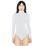 American Apparel Women's Cotton Spandex Long Sleeve Turtleneck Bodysuit, Heather Grey, X-Small | Amazon (US)