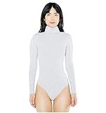 American Apparel Women's Cotton Spandex Long Sleeve Turtleneck Bodysuit, Heather Grey, X-Small | Amazon (US)