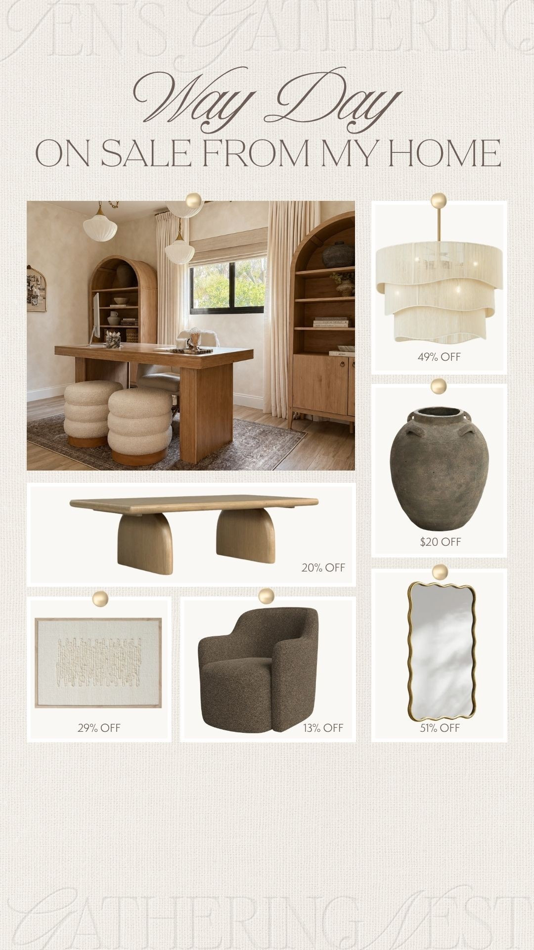 Way Day on sale from my home 🤎

#wayfair #wayday #modernorganic #homedecor #home #vase #chandelier #accentchair #coffeetable #mirror #wallart #desk #office #salealert

#LTKSeasonal #LTKSaleAlert #LTKHome