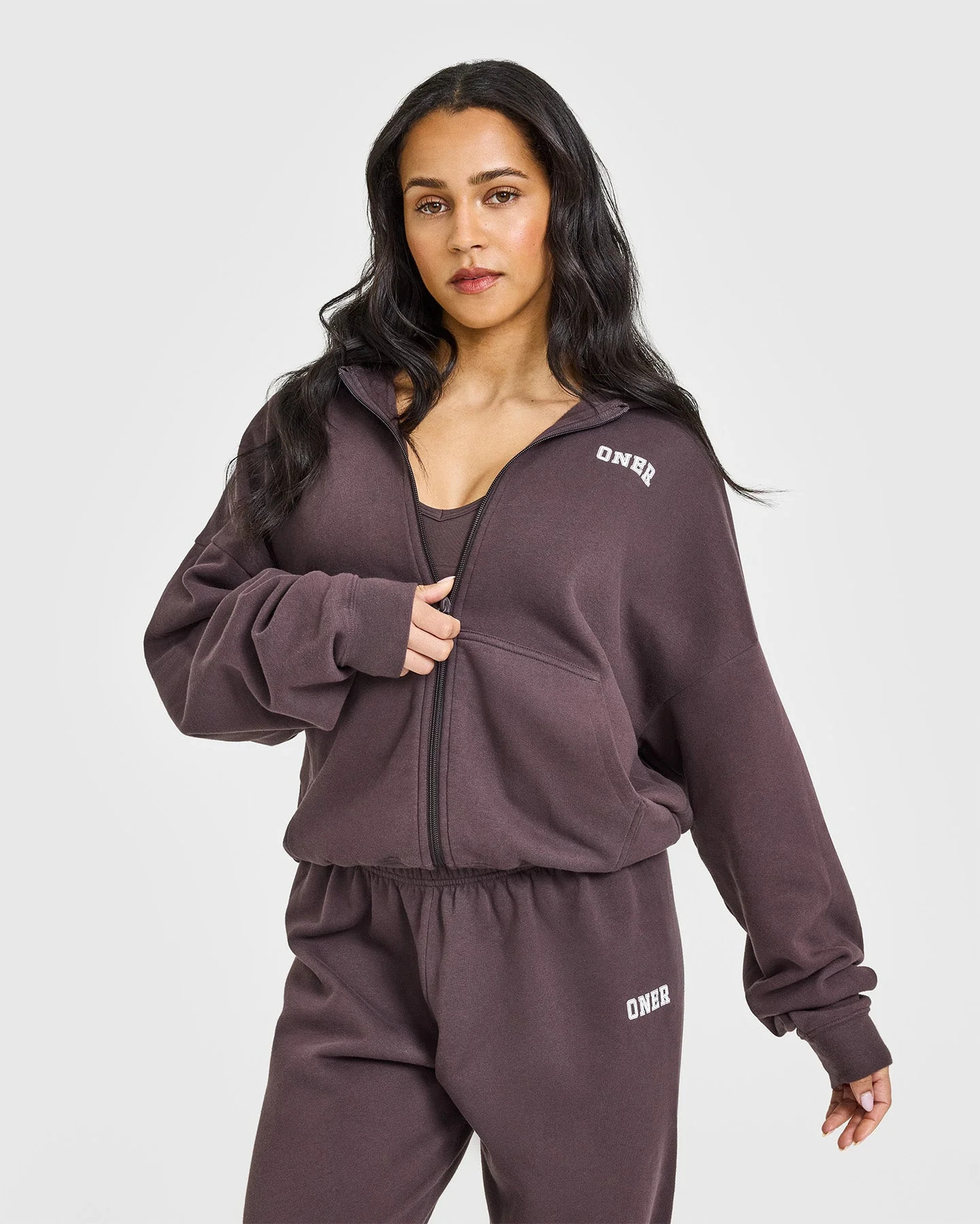 Mid Weight Zip Through Hoodie 
 Umber Brown | Oner Active (UK / US)