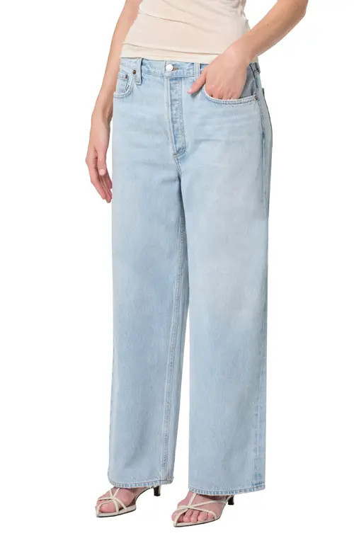 AGOLDE Low Slung Baggy Jeans in Spark (Light Indgo Vintage) at Nordstrom, Size 33P | Nordstrom