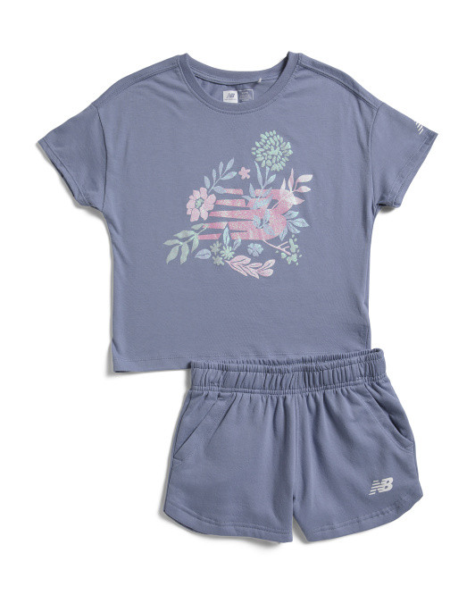 Big Girl Graphic Tee And Fleece Shorts Set | TJ Maxx