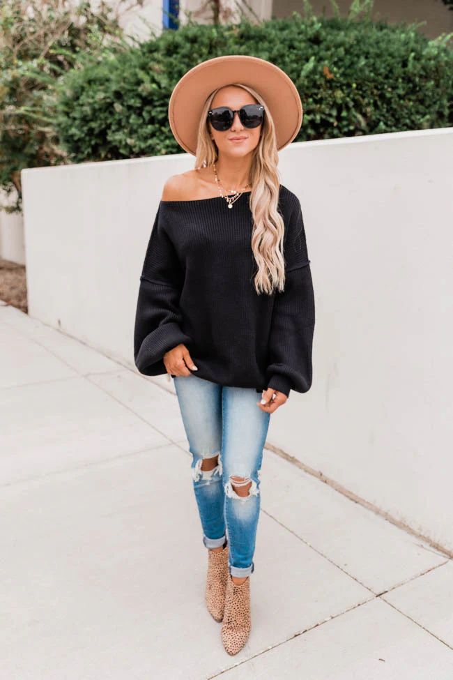 Our Best Years Black Sweater | The Pink Lily Boutique