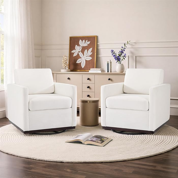 UIXE Swivel Accent Chairs Set of 2, Chenille Upholstered Armchair Comfy Club Chair for Living Roo... | Amazon (US)