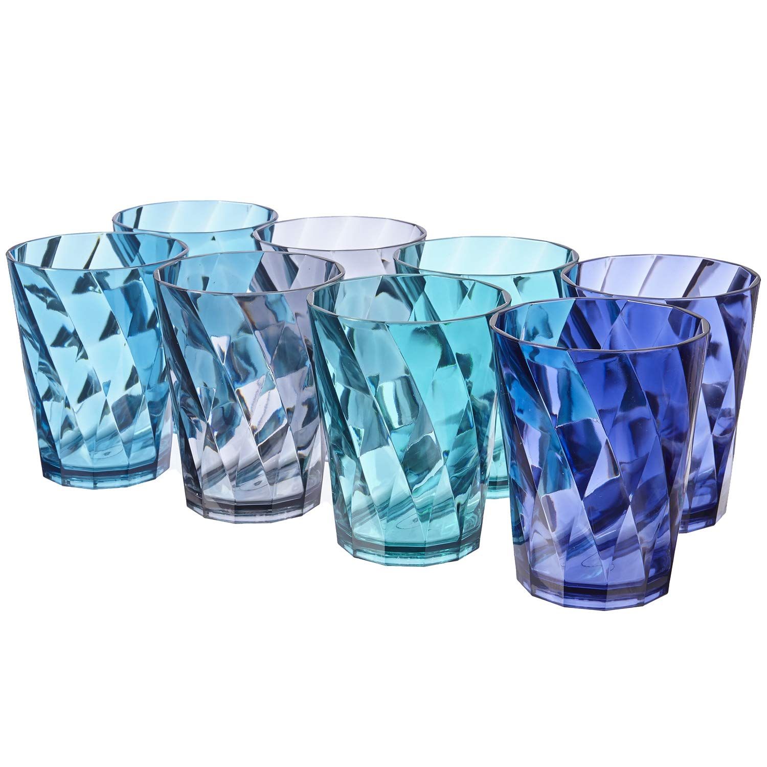 Optix 14-ounce Plastic Tumblers | set of 8 in 4 Coastal Colors | Amazon (US)