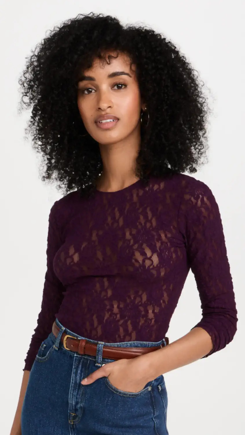 Hanky Panky Signature Lace Unlined Long Sleeve Top | Shopbop | Shopbop