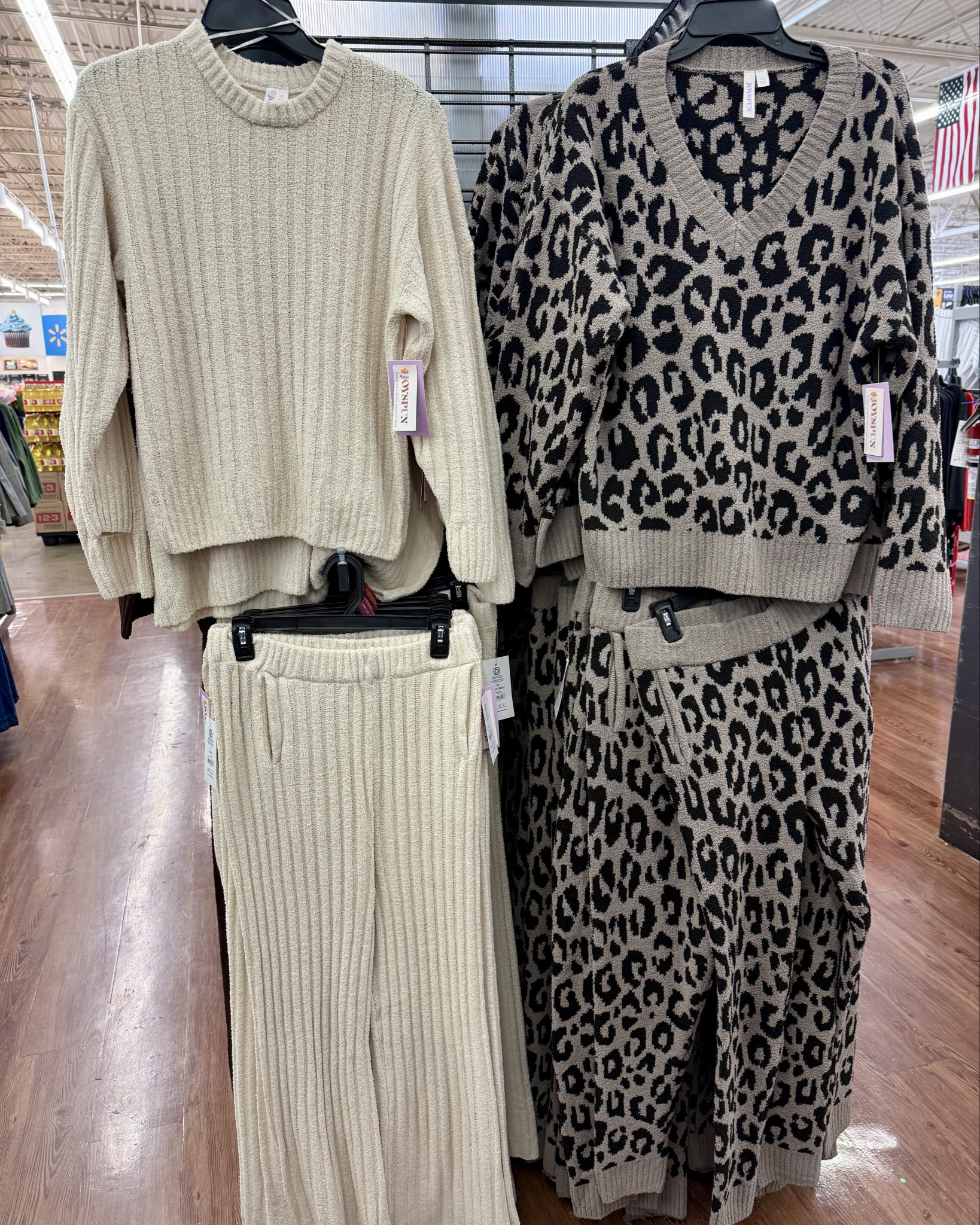 walmart leopard lounge set cozy knit top wide leg pants soft fabric comfy outfits winter essentials neutral style trendy loungewear everyday comfort affordable fashion cute style