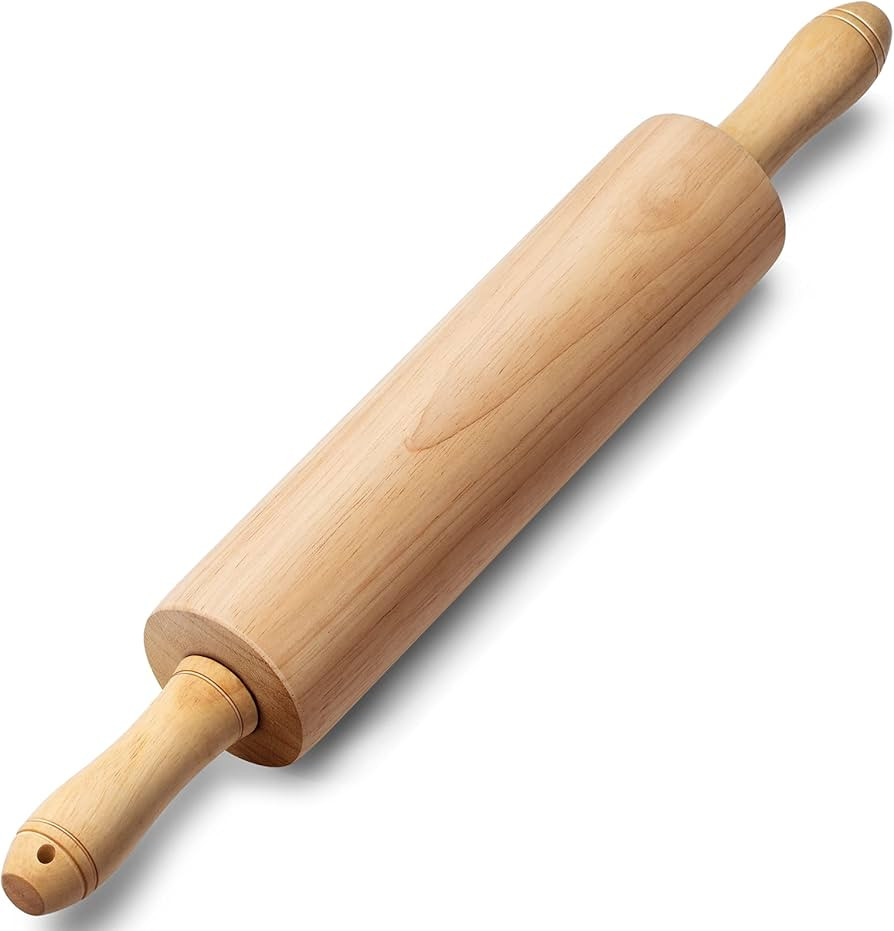 Classic Wooden Rolling Pin 17.5 Inch, Rotating Centre Dough Roller with Handles for All Baking Ne... | Amazon (US)