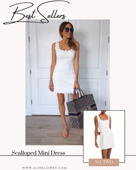 Top Two of this week! Gorgeous white Scalloped Mini Dress Runs true to size Wearing a size small