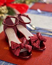 Girls Metallic Bow Block Heels - burgundy | The Children's Place