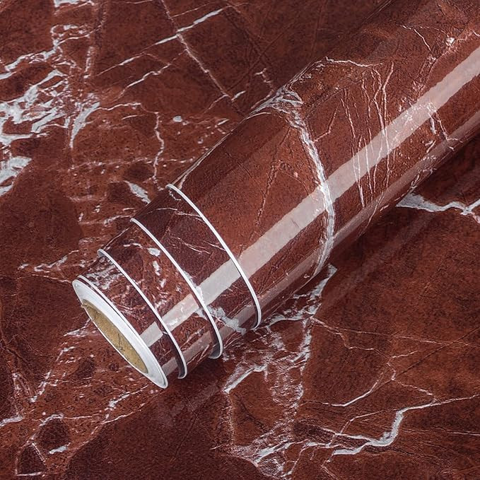 AbaBoorty 88"x15.8" Red Brown Marble Contact Paper for Countertop Faux Granite Wallpaper Covers C... | Amazon (US)