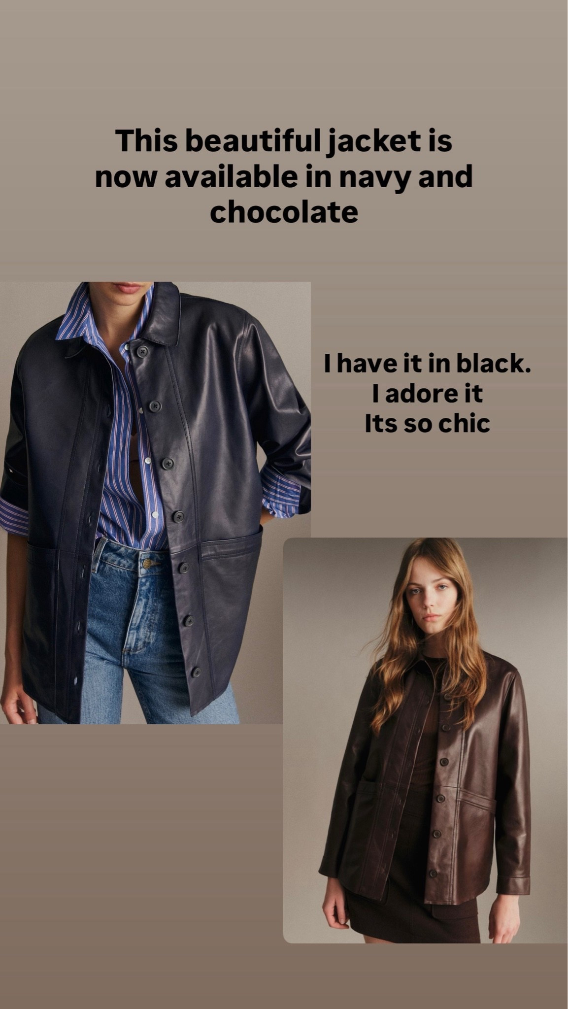 This beautiful, timeless jacket is now available in Navy and Chocolate. 
I have the black. It’s beautiful 
I wear a M

#LTKuk #LTKstyletip #LTKover50style