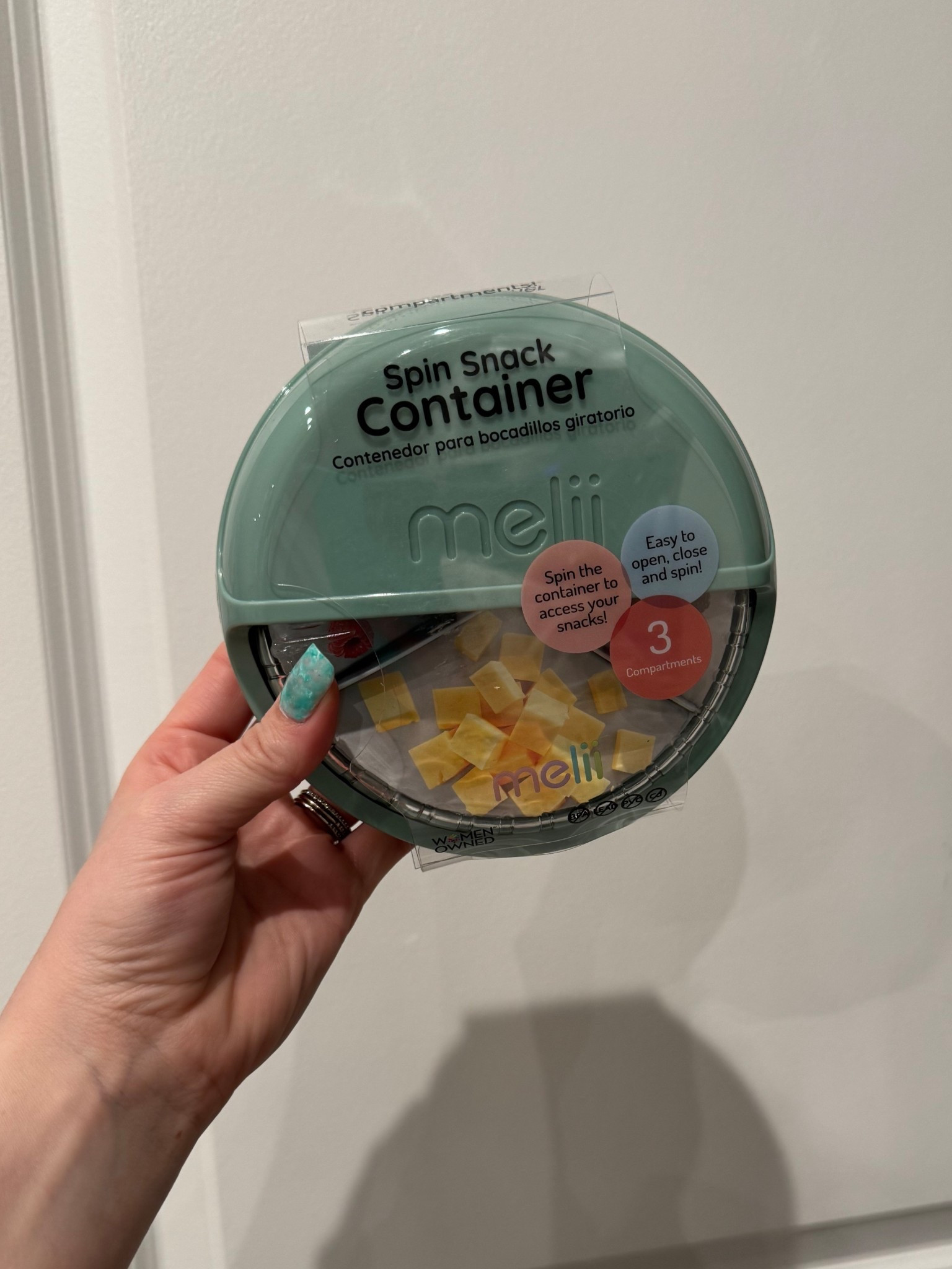 Our favorite toddler snack container. Love that it spins and gives an assortment of options for the littles to choose from! 