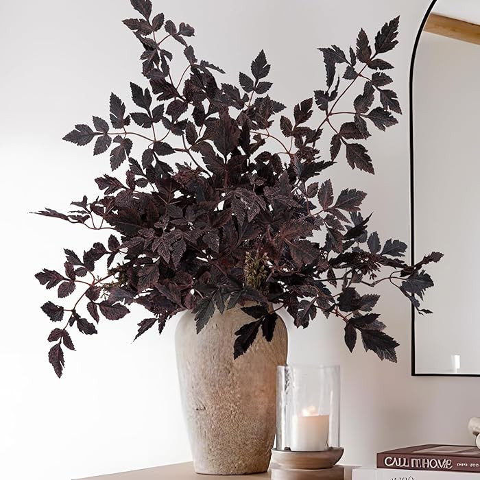 Fall Decorations for Home - Fall Deals Set of 6 32" Artificial Plum Purple Cimicifuga Ramosa Leav... | Amazon (US)