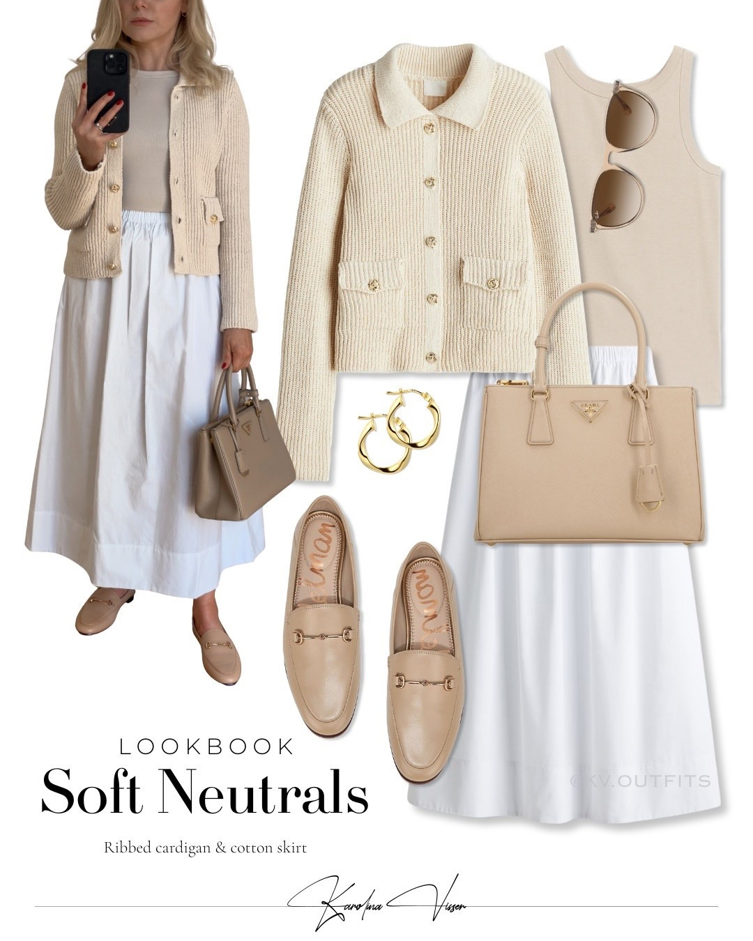Soft Neutrals ✨

Tags: beige ribbed cardigan h&m beige tank top arket white cotton skirt h&m beige loraine bit loafers sam edelman sand medium prada galleria bag sunglasses ray-ban gold hoop earrings classic style timeless fashion summer outfit smart casual style office outfit workwear

#LTKworkwear #LTKsummer #LTKstyletip