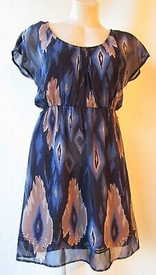Jeanswest  Size 10 blue grey print dress lined | eBay AU