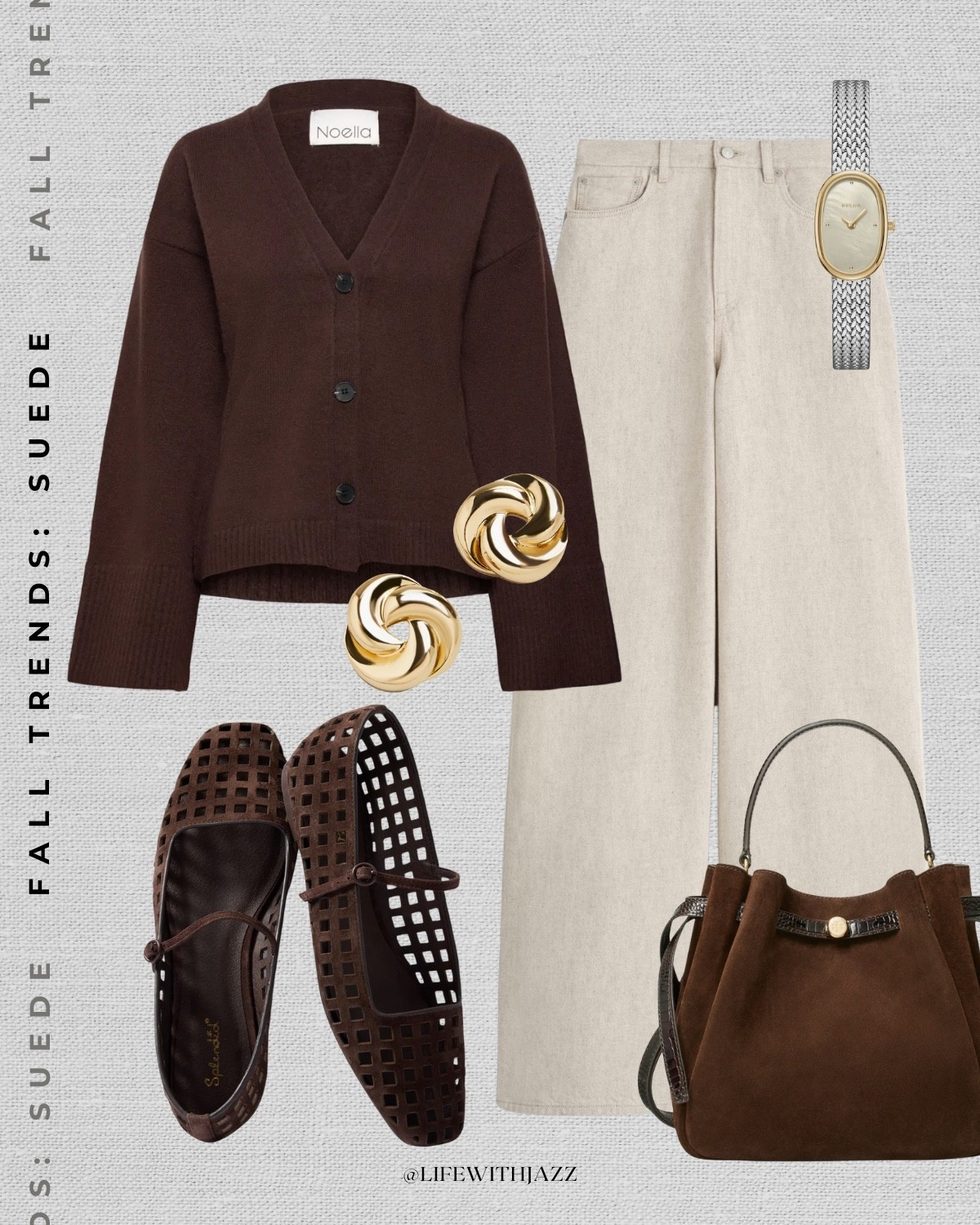 Fall outfit styling suede 

Elevated style / fall outfit inspo / chocolate brown cardigan / beige wide leg jeans / suede ballet flats / Tory Burch purse

#LTKStyleTip