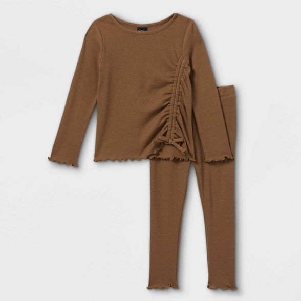 Toddler Girls' 2pc Ruched Rib Long Sleeve T-Shirt & Leggings Set - art class™ | Target