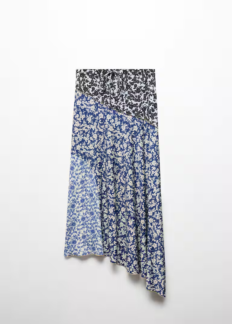 Printed skirt with contrast stitching -  Women | Mango United Kingdom | MANGO (UK)