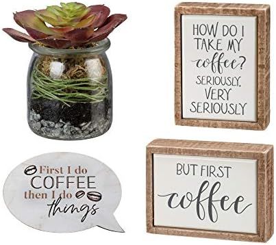 Primitives by Kathy Coffee Signs for Coffee Bar Decor Farmhouse - 4 Piece Set Includes 2 Mini Cof... | Amazon (US)