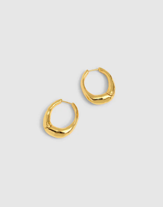 Hammered Puffy Medium Hoop Earrings | Madewell