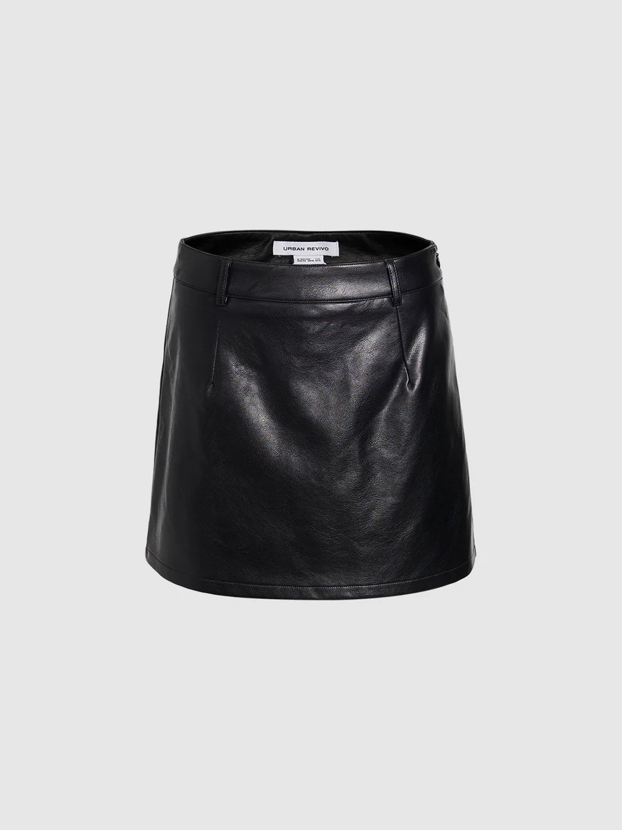 Vegan Leather Mini A-Line Skirt | Urban Revivo